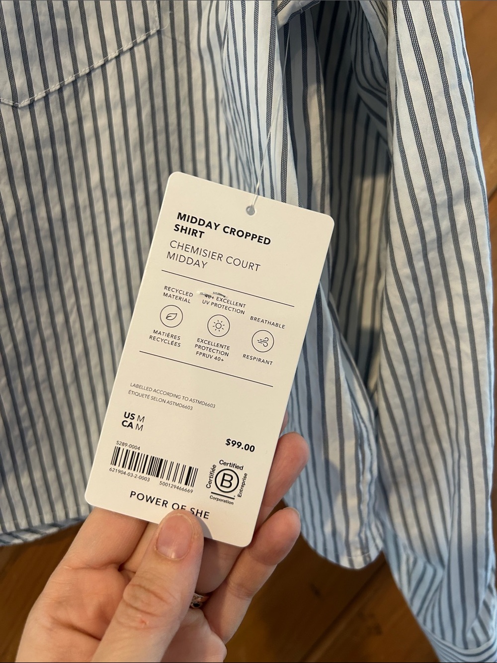 Athleta Midday Cropped Poplin Shirt chemisier court Stripe NWT - Picture 6 of 11